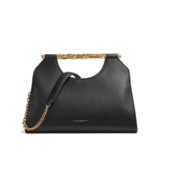 Donna Karan NY Commack triple compartment clutch shoulder bag BLACK (Defective) - Picture 1 of 16
